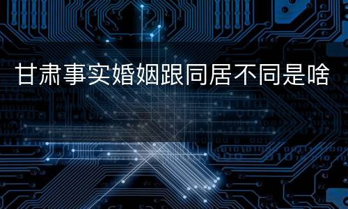 甘肃事实婚姻跟同居不同是啥