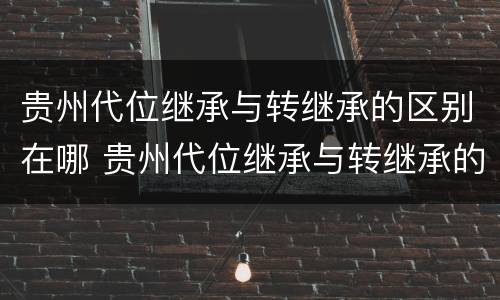 贵州代位继承与转继承的区别在哪 贵州代位继承与转继承的区别在哪里