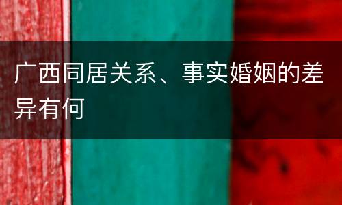 广西同居关系、事实婚姻的差异有何