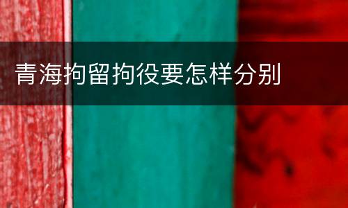 青海拘留拘役要怎样分别