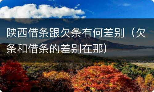 陕西借条跟欠条有何差别（欠条和借条的差别在那）