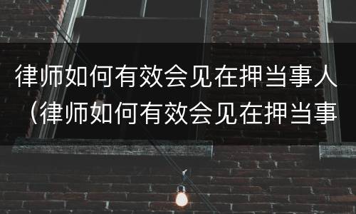 律师如何有效会见在押当事人（律师如何有效会见在押当事人的人）