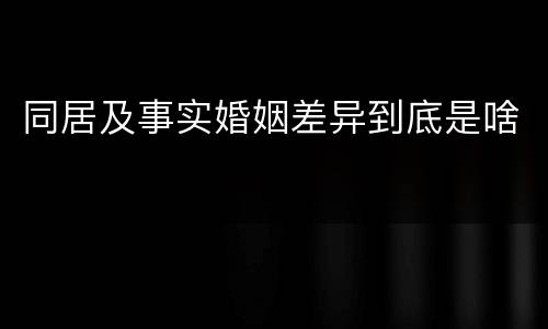 同居及事实婚姻差异到底是啥