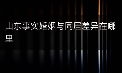 山东事实婚姻与同居差异在哪里