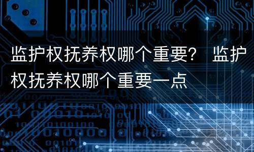 监护权抚养权哪个重要？ 监护权抚养权哪个重要一点
