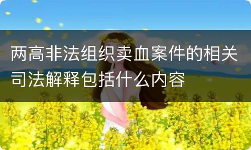 两高非法组织卖血案件的相关司法解释包括什么内容