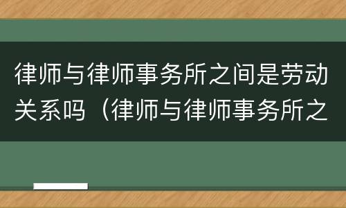律师与律师事务所之间是劳动关系吗（律师与律师事务所之间是劳动关系吗对吗）
