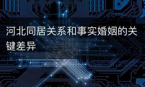 河北同居关系和事实婚姻的关键差异