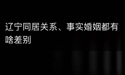 辽宁同居关系、事实婚姻都有啥差别