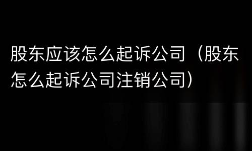 股东应该怎么起诉公司（股东怎么起诉公司注销公司）