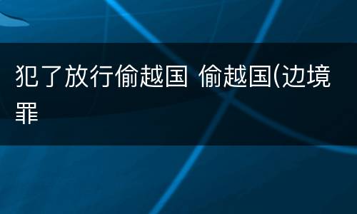 犯了放行偷越国 偷越国(边境罪