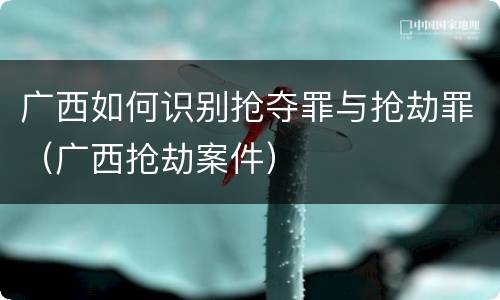 广西如何识别抢夺罪与抢劫罪（广西抢劫案件）
