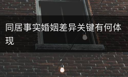 同居事实婚姻差异关键有何体现