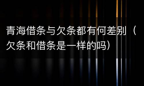 青海借条与欠条都有何差别（欠条和借条是一样的吗）