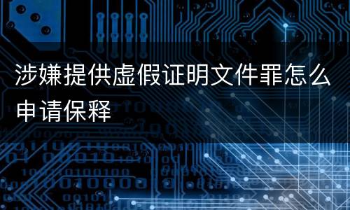 涉嫌提供虚假证明文件罪怎么申请保释