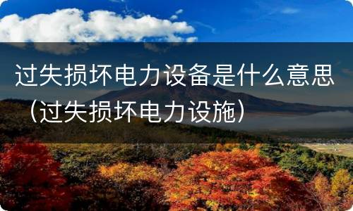 过失损坏电力设备是什么意思（过失损坏电力设施）