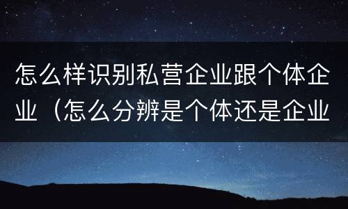 怎么样识别私营企业跟个体企业（怎么分辨是个体还是企业）