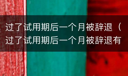 过了试用期后一个月被辞退（过了试用期后一个月被辞退有补偿吗）
