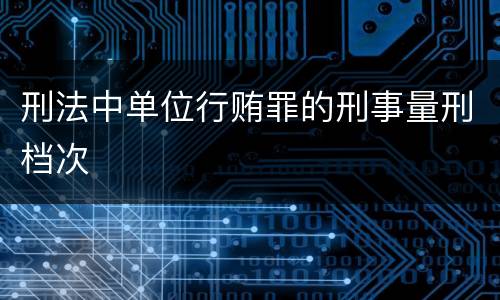 刑法中单位行贿罪的刑事量刑档次