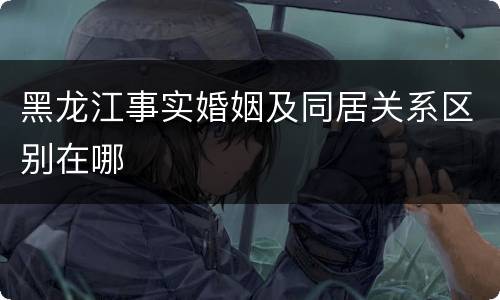 黑龙江事实婚姻及同居关系区别在哪