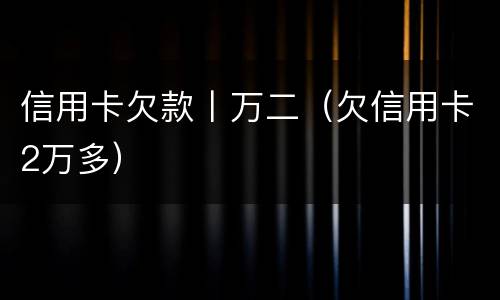 信用卡欠款丨万二（欠信用卡2万多）