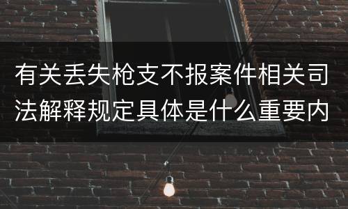 有关丢失枪支不报案件相关司法解释规定具体是什么重要内容