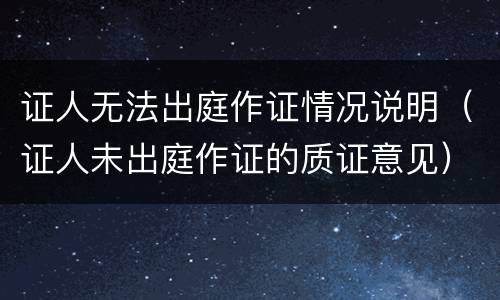 证人无法出庭作证情况说明（证人未出庭作证的质证意见）
