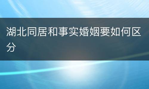 湖北同居和事实婚姻要如何区分