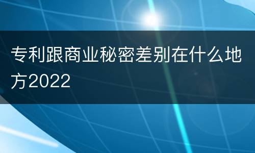 专利跟商业秘密差别在什么地方2022