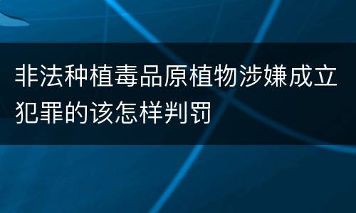 非法种植毒品原植物涉嫌成立犯罪的该怎样判罚
