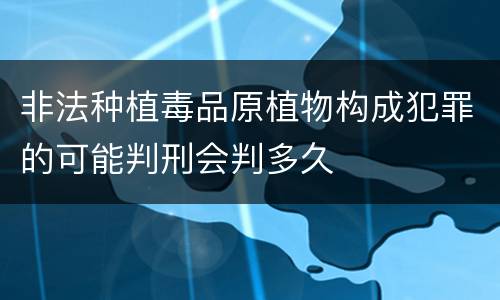非法种植毒品原植物构成犯罪的可能判刑会判多久
