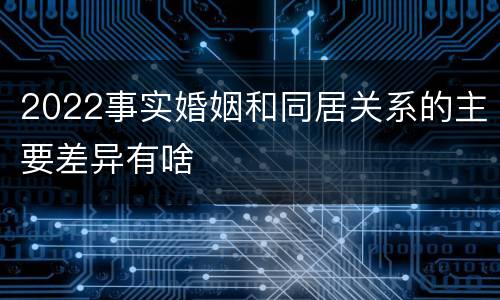 2022事实婚姻和同居关系的主要差异有啥