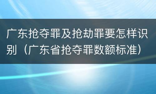 广东抢夺罪及抢劫罪要怎样识别（广东省抢夺罪数额标准）