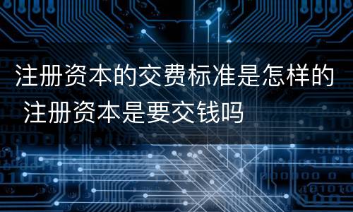 注册资本的交费标准是怎样的 注册资本是要交钱吗