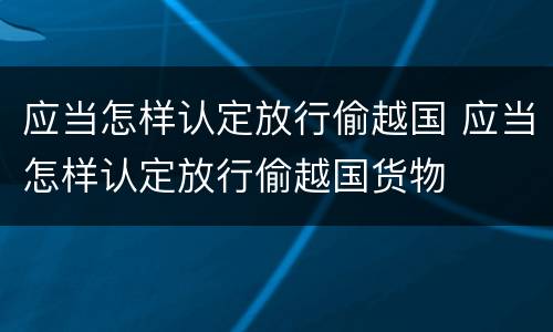应当怎样认定放行偷越国 应当怎样认定放行偷越国货物