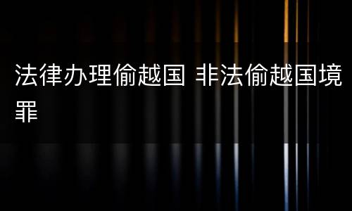 法律办理偷越国 非法偷越国境罪