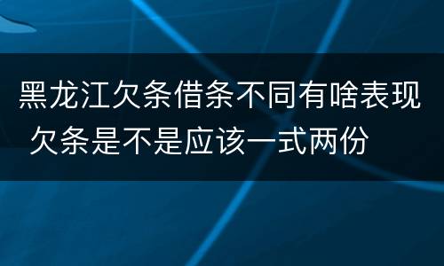 黑龙江欠条借条不同有啥表现 欠条是不是应该一式两份