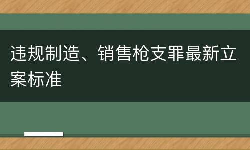 违规制造、销售枪支罪最新立案标准