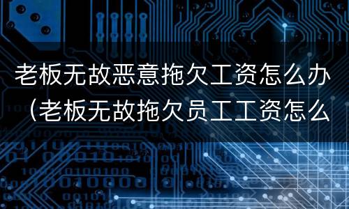 老板无故恶意拖欠工资怎么办（老板无故拖欠员工工资怎么办）