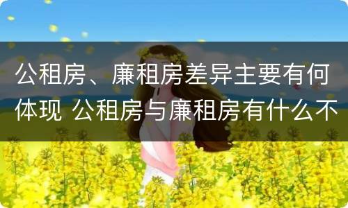 公租房、廉租房差异主要有何体现 公租房与廉租房有什么不同