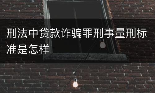 刑法中贷款诈骗罪刑事量刑标准是怎样
