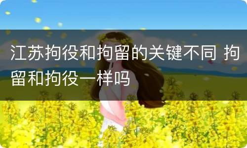 江苏拘役和拘留的关键不同 拘留和拘役一样吗