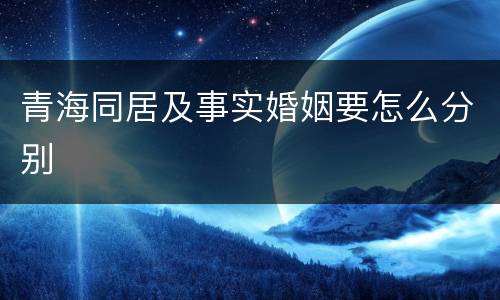 青海同居及事实婚姻要怎么分别