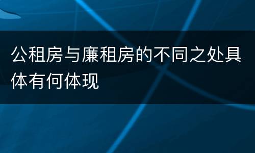公租房与廉租房的不同之处具体有何体现