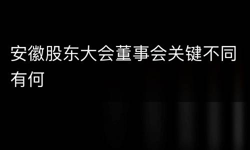 安徽股东大会董事会关键不同有何