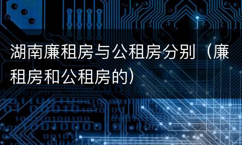 湖南廉租房与公租房分别（廉租房和公租房的）
