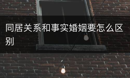 同居关系和事实婚姻要怎么区别