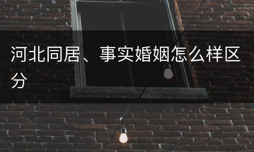 河北同居、事实婚姻怎么样区分