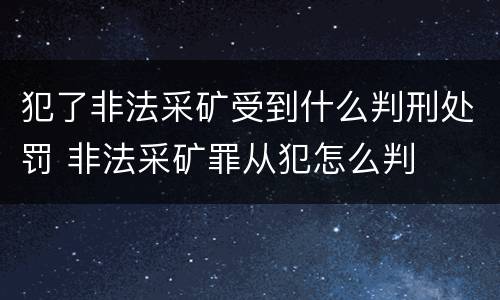 犯了非法采矿受到什么判刑处罚 非法采矿罪从犯怎么判