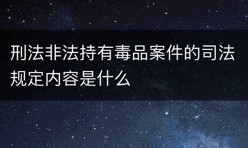 刑法非法持有毒品案件的司法规定内容是什么